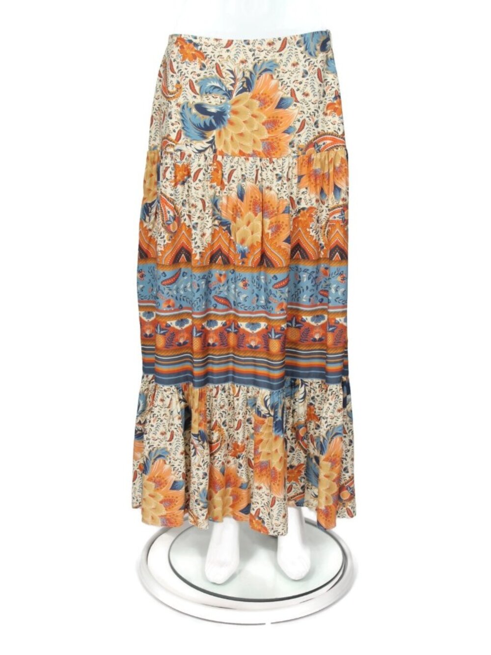 FARM RIO Bambina Tiered Floral Maxi Skirt Autumn Colors size Medium /518